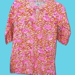 GIRLS GRETCHEN SCOTT HOT PINK ORANGE FLAMINGO‎ SWIM COVER-UP 10/12